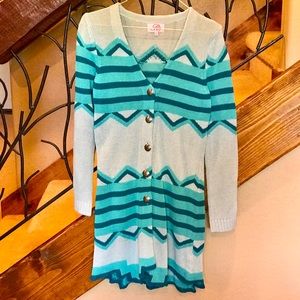 Roja Sweater Duster With Aztec Geometric Hem XS